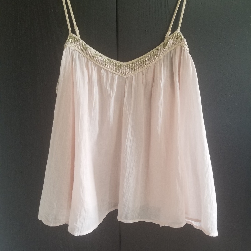 AE guazey baby pink beaded crop tank